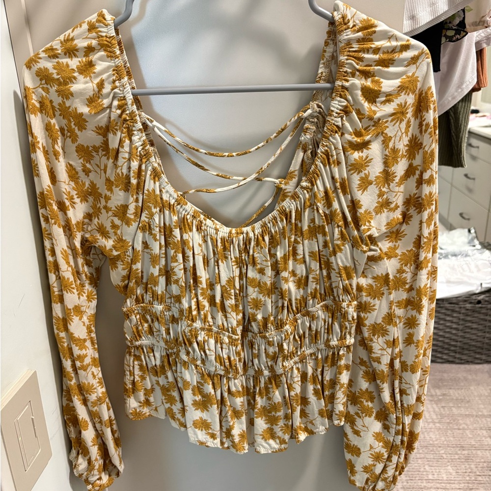 Chic Mustard Floral Women's Blouse